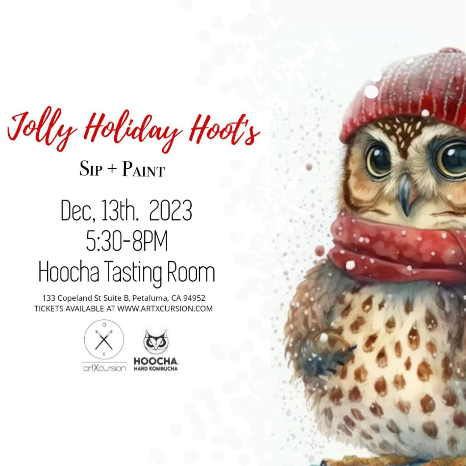 Jolly Holiday Hoot's, Sip + Paint!