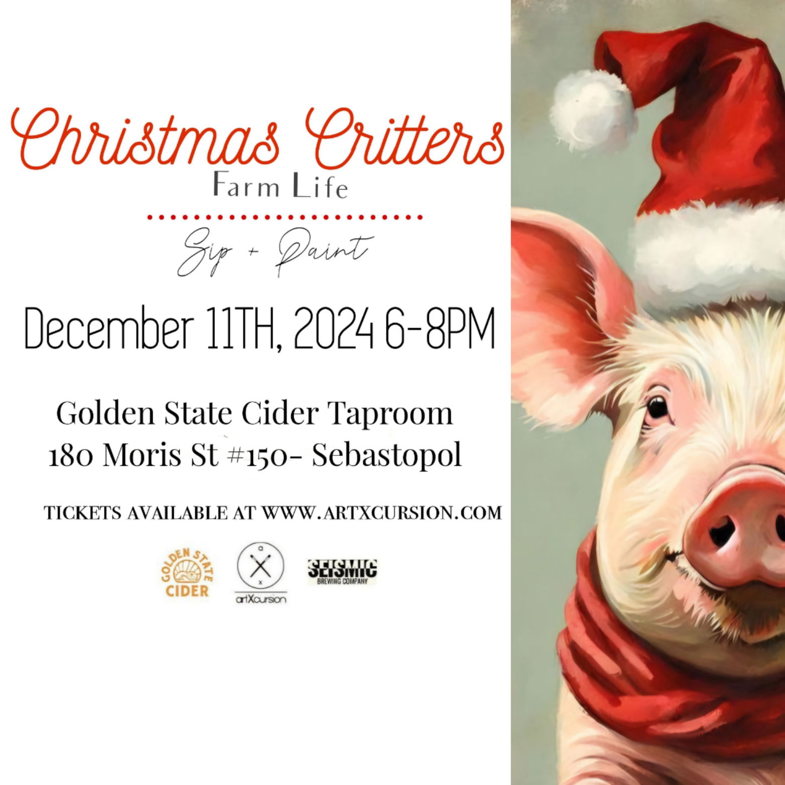 Christmas Critters, Farm Life, Paint Night!